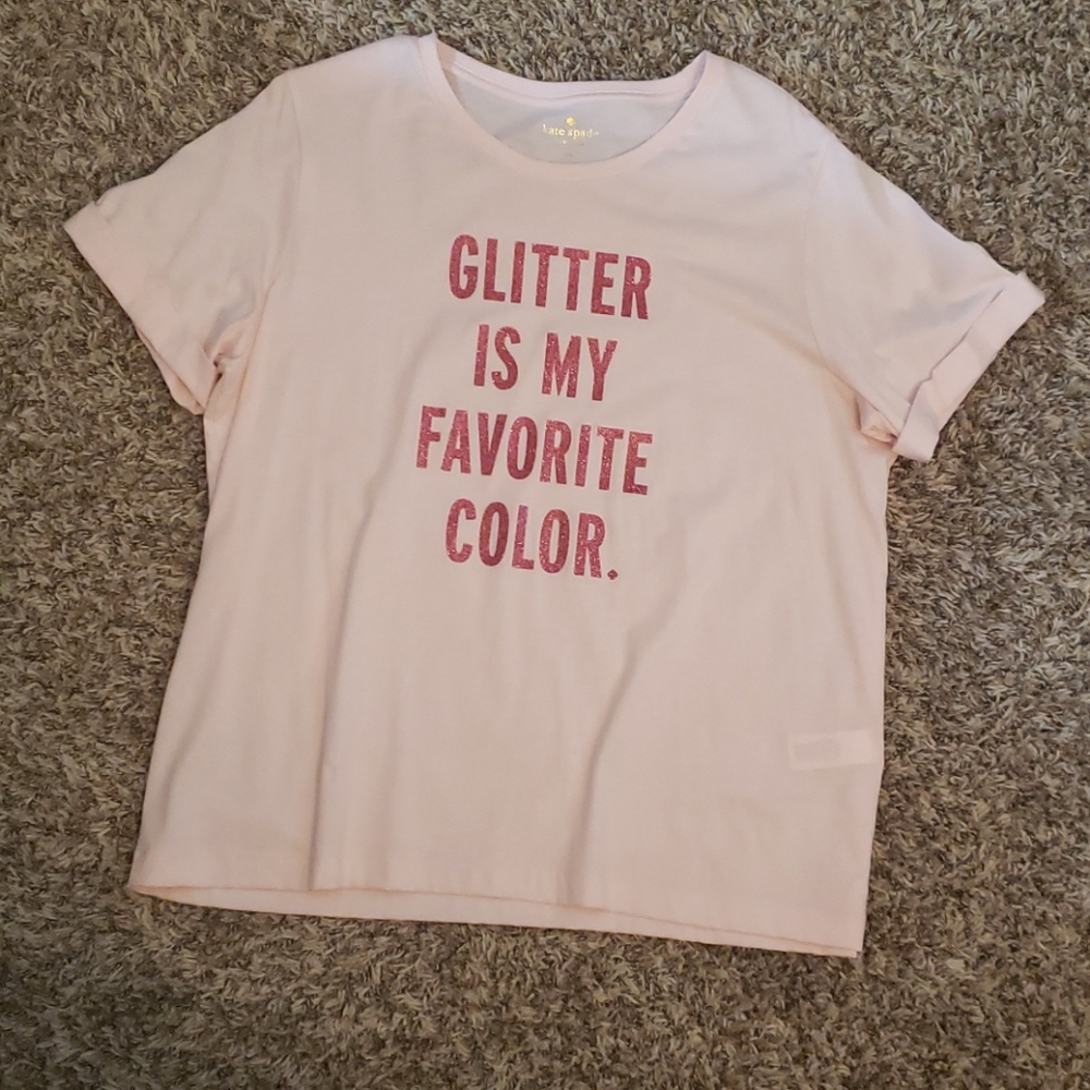 Kate Spade pink "glitter is my favorite color" top